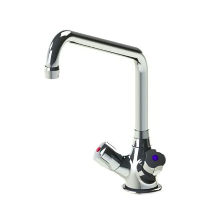 Water tap - single-hole mixer tap 1/2" chrome-plated, upper parts of grease chamber with metal hood handles