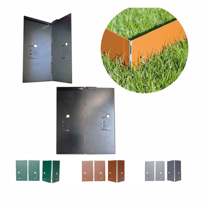 Alu/Zink Ecke für Rasenkanten Metall 13.5cm  | Rasenkanten | Beeteinfassung | Beetumrandung | Beetbegrenzungen