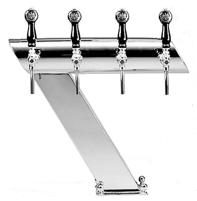 Beer tower, with crossbar, polished stainless steel