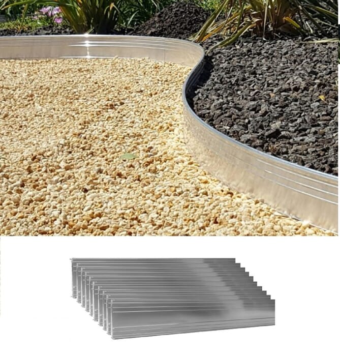 [Pakiet] Zestaw 10 Sztuk Ultra mocnych aluminiowych obrzeży trawników 10cm x 1m (10m długości) | Obrzeże trawnikowe | Palisada ogrodowa