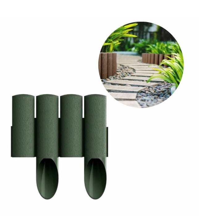 Palisada ogrodowa 23cm x 25,5 cm zielony | Palisada plastikowa | Obrzeża ogrodowe