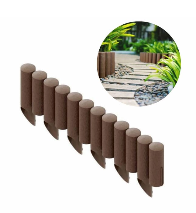 [Bundle] Palizzate di plastica marrone 2.3m x 25,5 cm | Aiuole giardino | Cordoli per aiuole