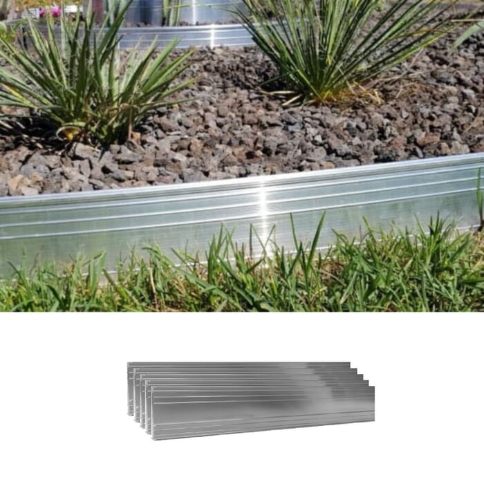 Zestaw 5 Ultra wytrzymałe aluminiowe obrzeże trawnikowe 14cm x 200cm | Obrzeże trawnikowe | Palisada ogrodowa