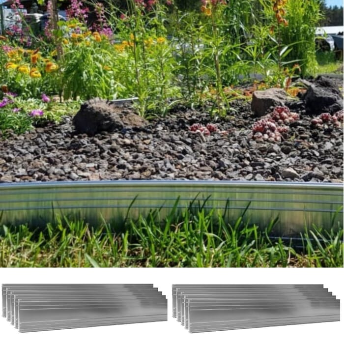 Set di 10 Bordure per aiuole ultra forte in alluminio 10cm x 200cm (20 m di lunghezza) | Aiuole giardino | Bordure per giardino
