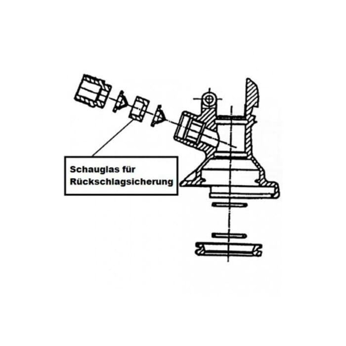 Sight glass for non-return valve for keg closure (Micro Matic)
